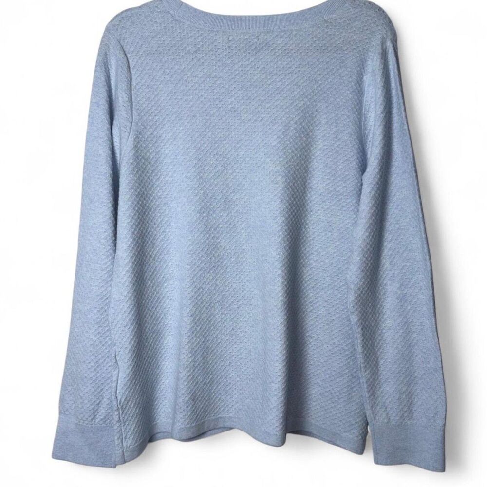 y2K Tommy Hilfiger Baby Blue Waffle Knit Sweater Women's L 100% Cotton - Picture 4 of 8